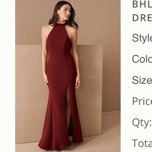 BHLDN Burgandy Bridesmaid Dress